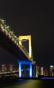 Preview wallpaper night city, bridge, lights, city lights, tokyo