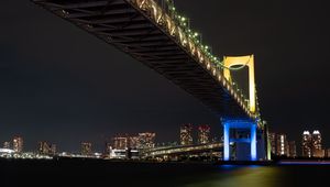 Preview wallpaper night city, bridge, lights, city lights, tokyo