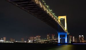 Preview wallpaper night city, bridge, lights, city lights, tokyo