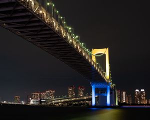 Preview wallpaper night city, bridge, lights, city lights, tokyo