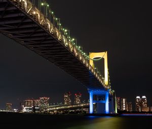Preview wallpaper night city, bridge, lights, city lights, tokyo