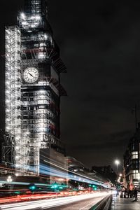 Preview wallpaper night city, building, architecture, long exposure, night, london