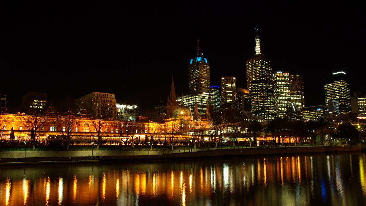 Wallpaper night city, building, architecture, lights
