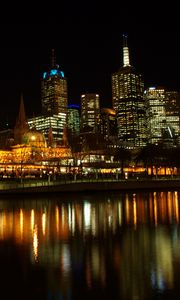 Preview wallpaper night city, building, architecture, lights