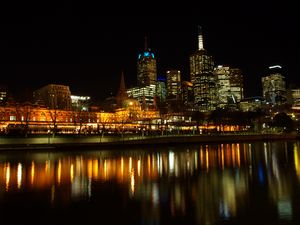 Preview wallpaper night city, building, architecture, lights