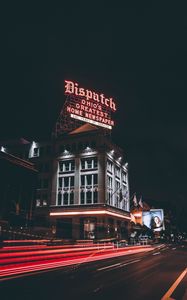 Preview wallpaper night city, building, inscription, city lights, columbus, ohio, united states