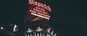 Preview wallpaper night city, building, inscription, city lights, columbus, ohio, united states