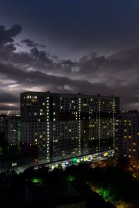 Preview wallpaper night city, building, lights, apartments