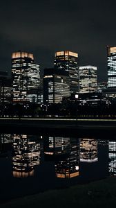 Preview wallpaper night city, building, reflection