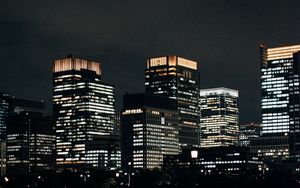 Preview wallpaper night city, building, reflection