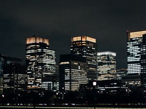 Preview wallpaper night city, building, reflection