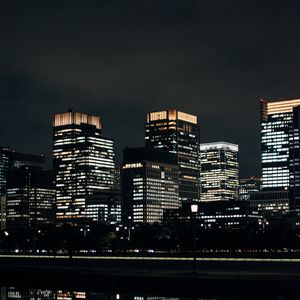 Preview wallpaper night city, building, reflection