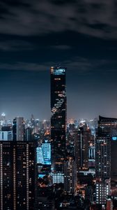 Preview wallpaper night city, buildings, aerial view, architecture, metropolis