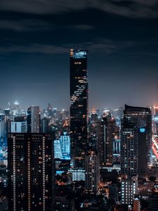 Preview wallpaper night city, buildings, aerial view, architecture, metropolis