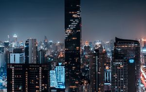 Preview wallpaper night city, buildings, aerial view, architecture, metropolis