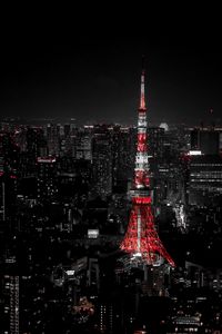 Preview wallpaper night city, buildings, aerial view, tower, architecture, dark