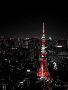 Preview wallpaper night city, buildings, aerial view, tower, architecture, dark