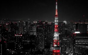 Preview wallpaper night city, buildings, aerial view, tower, architecture, dark