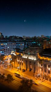 Preview wallpaper night city, buildings, aerial view, architecture, street
