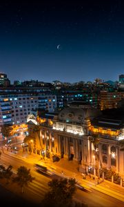 Preview wallpaper night city, buildings, aerial view, architecture, street