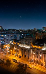 Preview wallpaper night city, buildings, aerial view, architecture, street