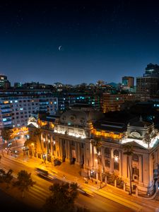 Preview wallpaper night city, buildings, aerial view, architecture, street