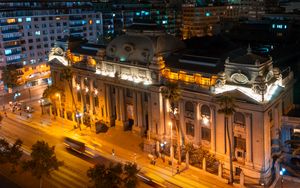 Preview wallpaper night city, buildings, aerial view, architecture, street