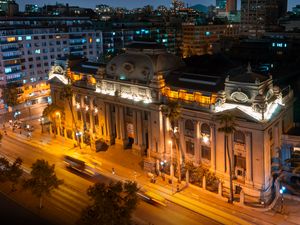 Preview wallpaper night city, buildings, aerial view, architecture, street