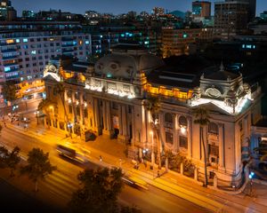 Preview wallpaper night city, buildings, aerial view, architecture, street