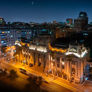 Preview wallpaper night city, buildings, aerial view, architecture, street