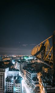 Preview wallpaper night city, buildings, aerial view, architecture, lights, urban