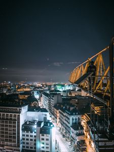 Preview wallpaper night city, buildings, aerial view, architecture, lights, urban