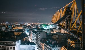 Preview wallpaper night city, buildings, aerial view, architecture, lights, urban