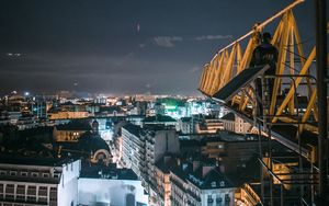 Preview wallpaper night city, buildings, aerial view, architecture, lights, urban