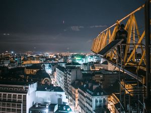 Preview wallpaper night city, buildings, aerial view, architecture, lights, urban