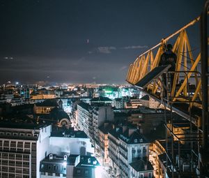 Preview wallpaper night city, buildings, aerial view, architecture, lights, urban