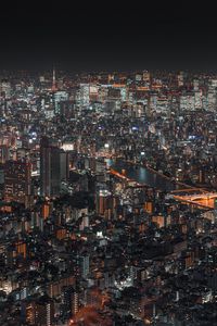 Preview wallpaper night city, buildings, aerial view, architecture, metropolis, cityscape
