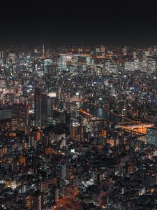 Preview wallpaper night city, buildings, aerial view, architecture, metropolis, cityscape