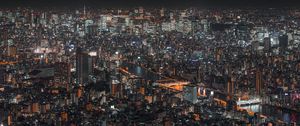 Preview wallpaper night city, buildings, aerial view, architecture, metropolis, cityscape