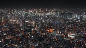 Preview wallpaper night city, buildings, aerial view, architecture, metropolis, cityscape