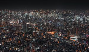 Preview wallpaper night city, buildings, aerial view, architecture, metropolis, cityscape