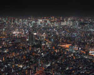 Preview wallpaper night city, buildings, aerial view, architecture, metropolis, cityscape