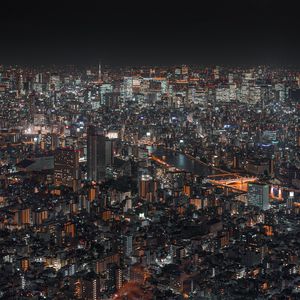 Preview wallpaper night city, buildings, aerial view, architecture, metropolis, cityscape