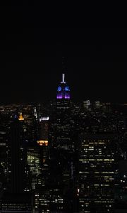 Preview wallpaper night city, buildings, aerial view, dark, cityscape, new york