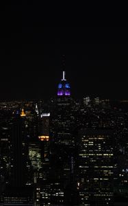 Preview wallpaper night city, buildings, aerial view, dark, cityscape, new york