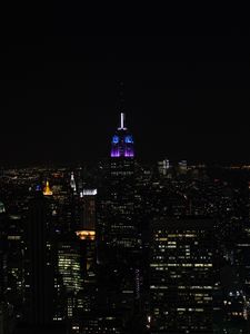 Preview wallpaper night city, buildings, aerial view, dark, cityscape, new york