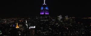 Preview wallpaper night city, buildings, aerial view, dark, cityscape, new york