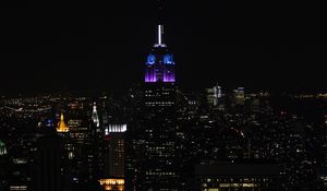 Preview wallpaper night city, buildings, aerial view, dark, cityscape, new york