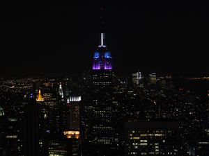 Preview wallpaper night city, buildings, aerial view, dark, cityscape, new york