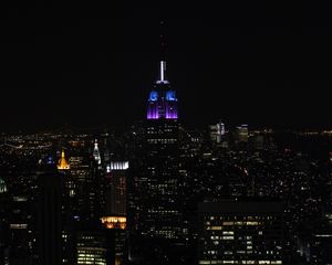 Preview wallpaper night city, buildings, aerial view, dark, cityscape, new york